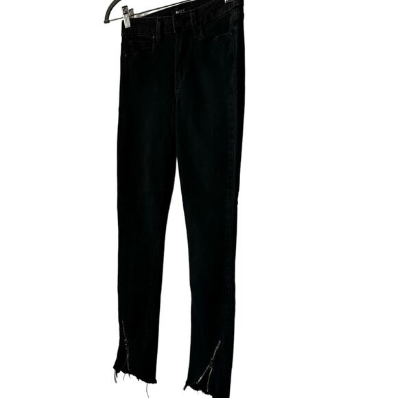 Paige Black Hoxton Ankle Peg Skinny Jeans Denim Mid Rise Frayed Hem Womens 24 - Picture 4 of 8